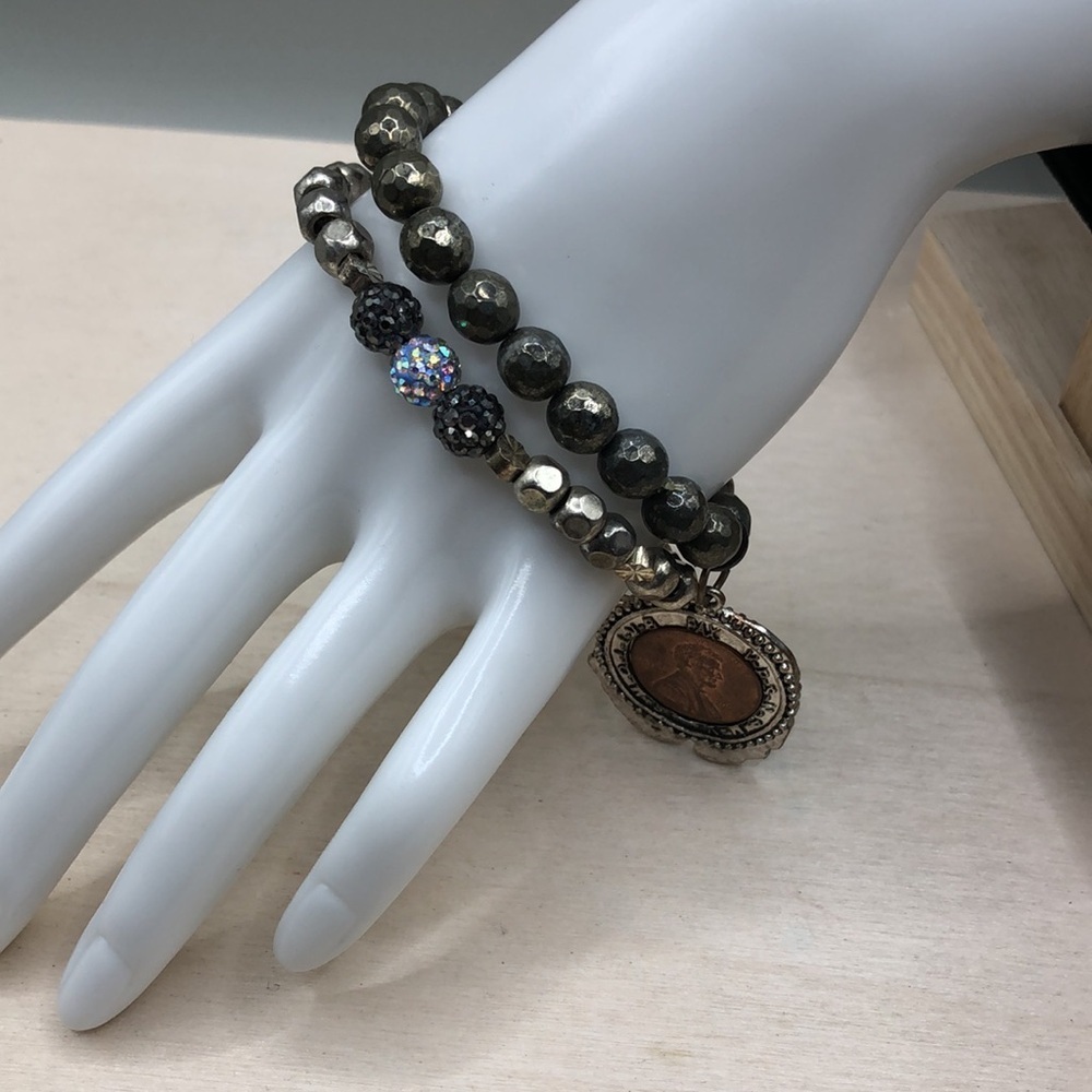 Curated bundle metal nugget beads charm stretch bracelets Erimish and more